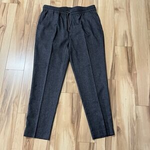 Perry Ellis Slim-Fit TechWorks Elastic Waist Drawstring Dress Pant Dk Gray Large